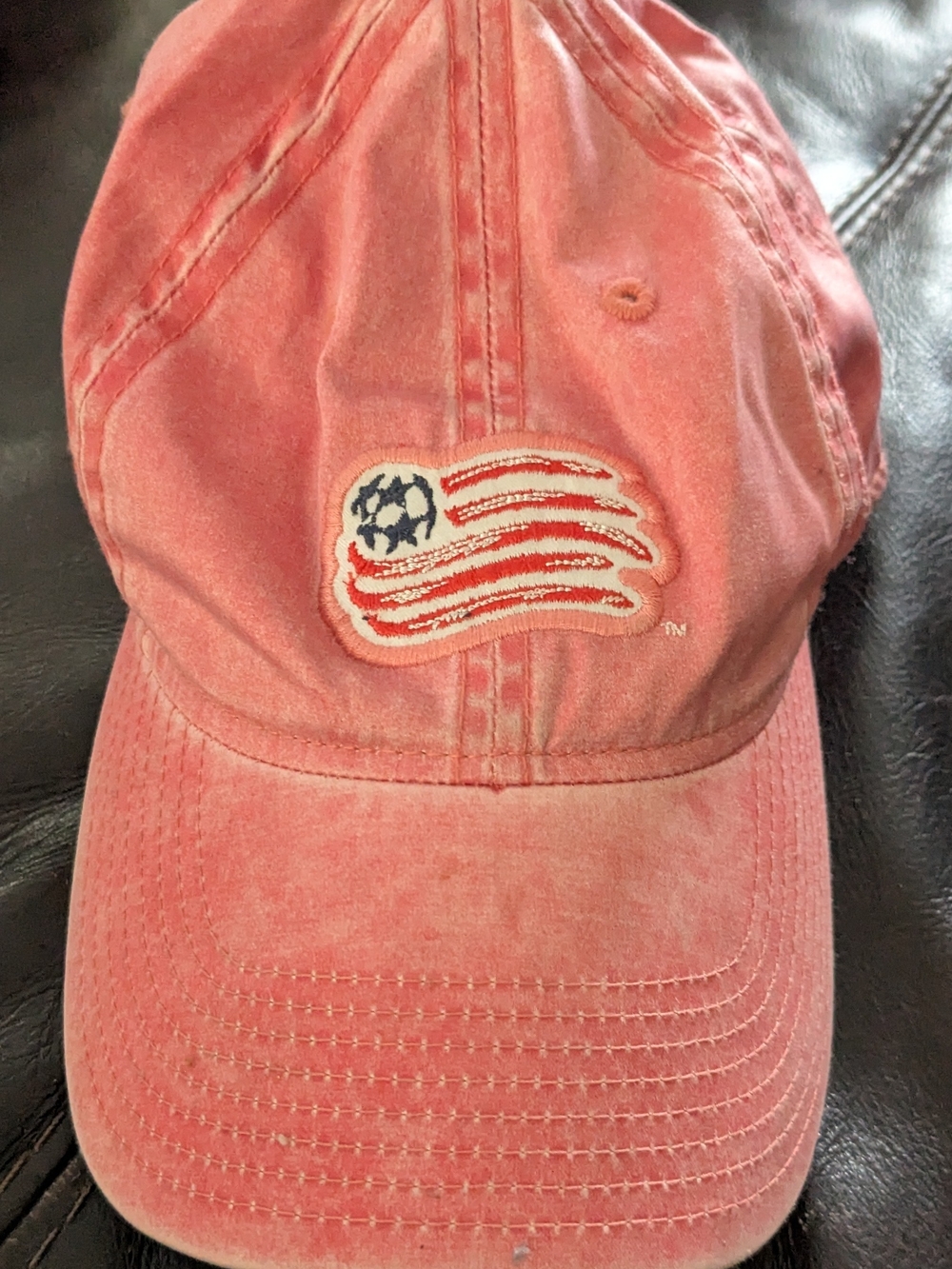 Adidas Pink New England Revolution Kids Baseball Cap with Soccer Flag Patch